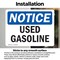 Signmission Used Gasoline OSHA Notice Sign, Vinyl Decal, 7in W x 5in L, 2PK OS-2PACK-NS-D-57-L-18830 - alternate 2